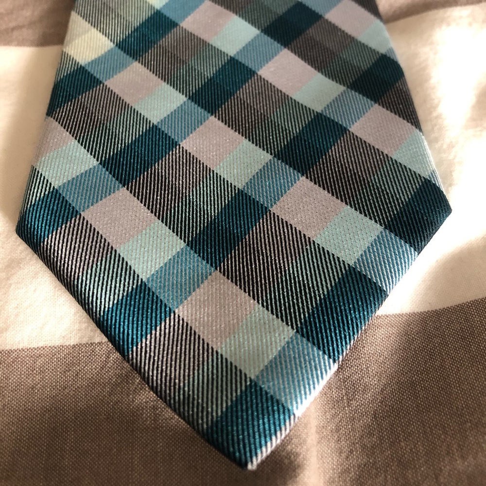 EXPRESS Teal/Gray Checkered Tie